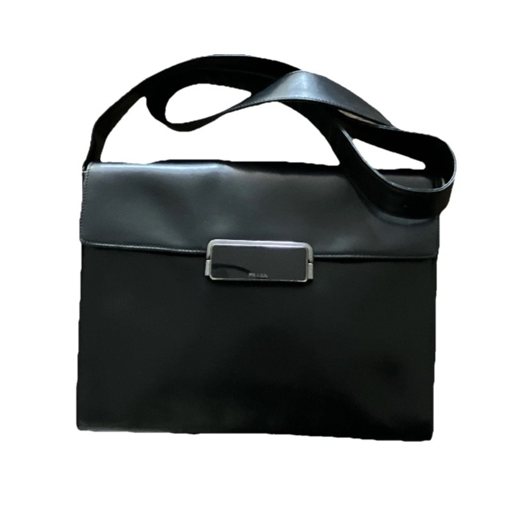 PRADA Vitelli Borsa In Pelle Leather Shoulder Bag Black Small Cross Body Italy - Picture 2 of 16